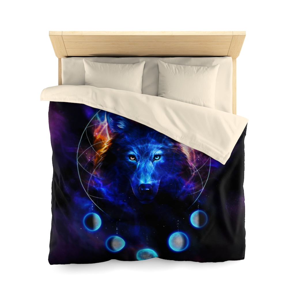 Wolf Moon Galaxy Microfiber Duvet Cover