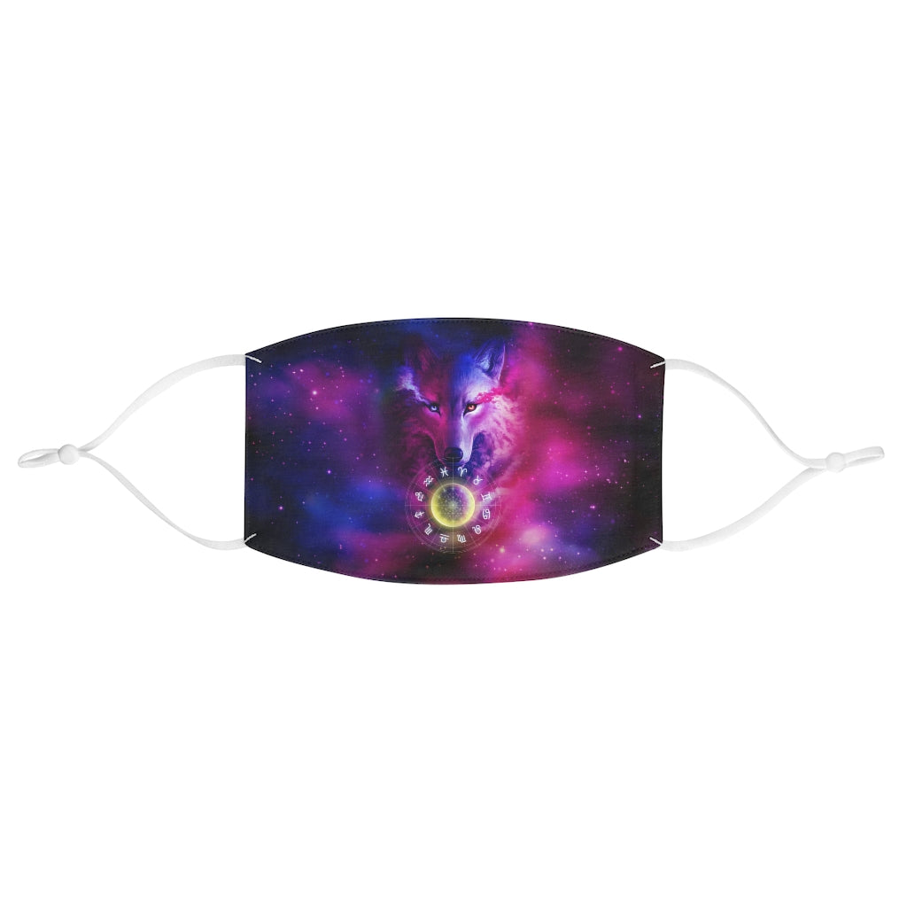 Wolf galaxy and zodiac Fabric Face Mask
