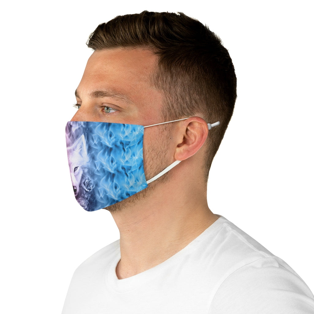 Wolf And Flower Fabric Face Mask