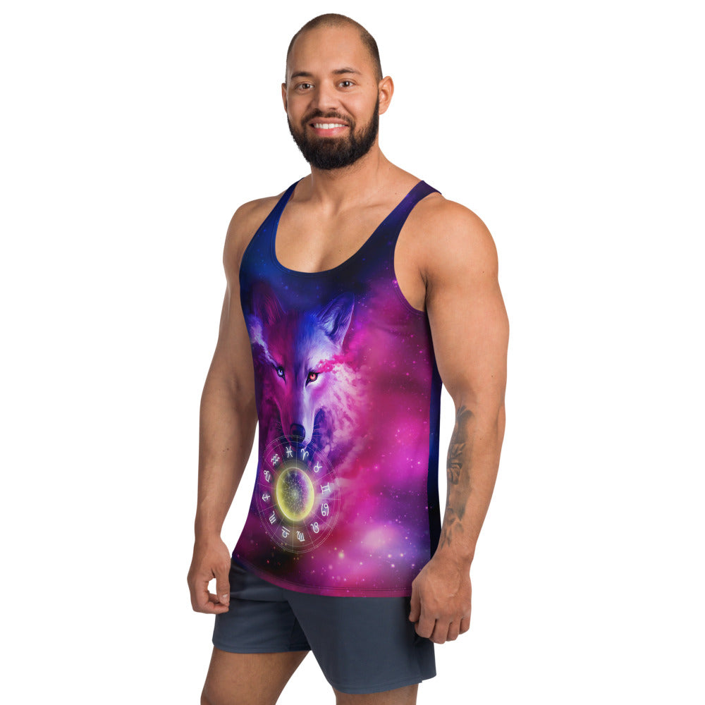 Wolf galaxy and zodiac Unisex Tank Top
