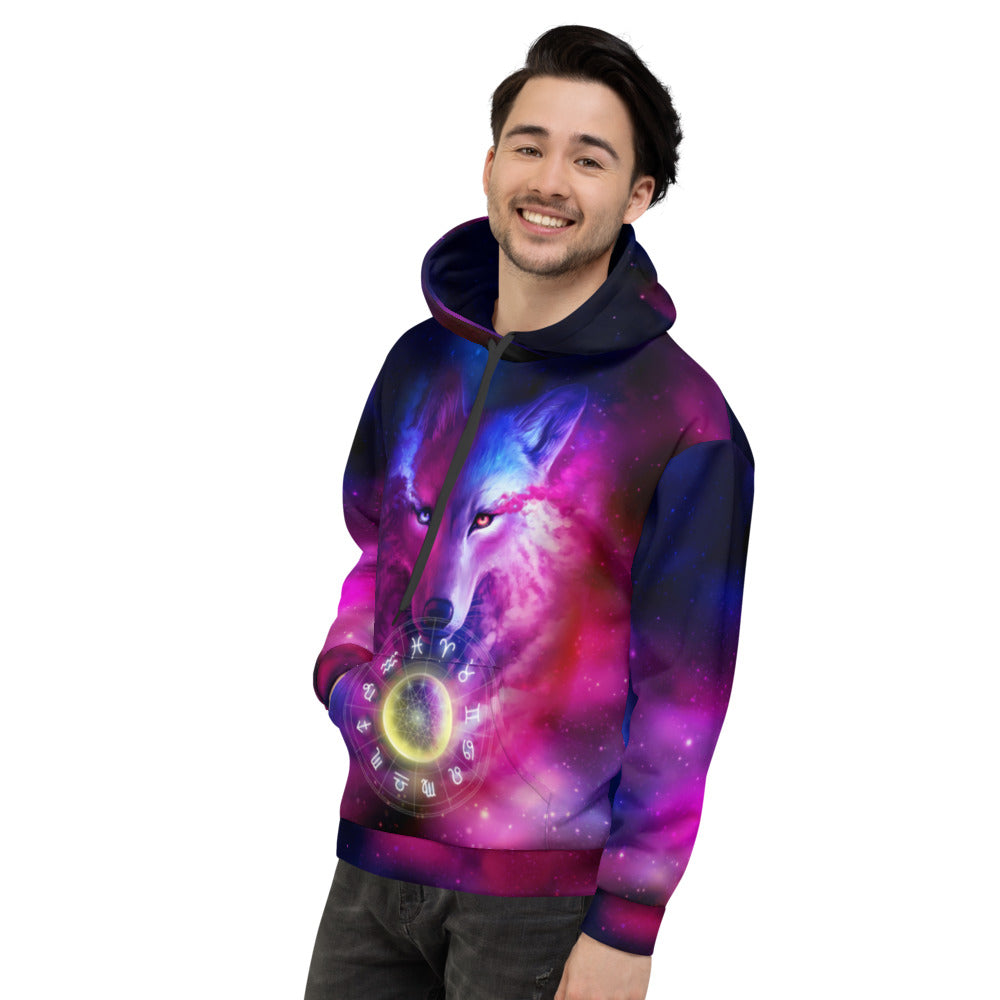 Wolf galaxy and zodiac Unisex Hoodie