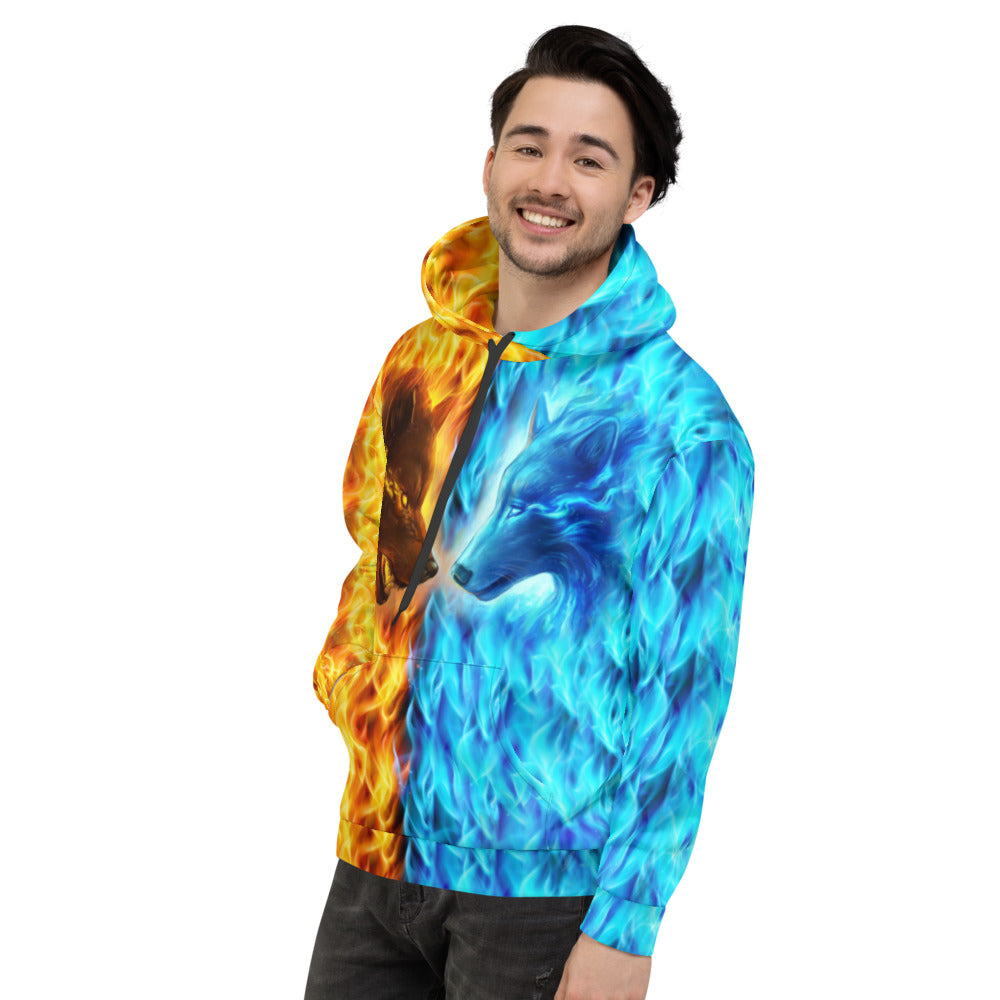 Wolf Fire and Ice Unisex Hoodie