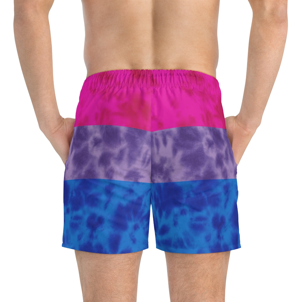Bisexual Pride Flag Tie Dye Swim Trunks