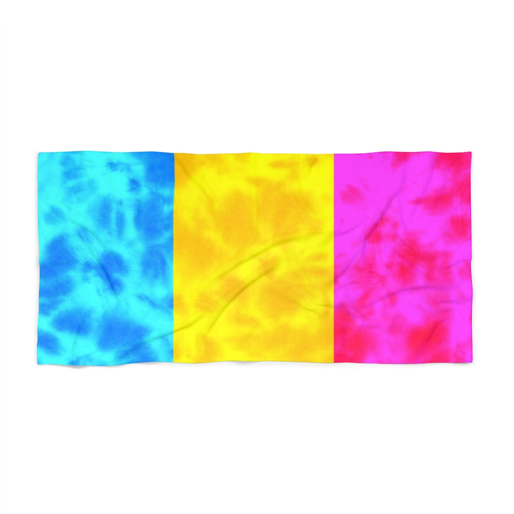 Pansexual Pride Flag Tie dye Beach Towel