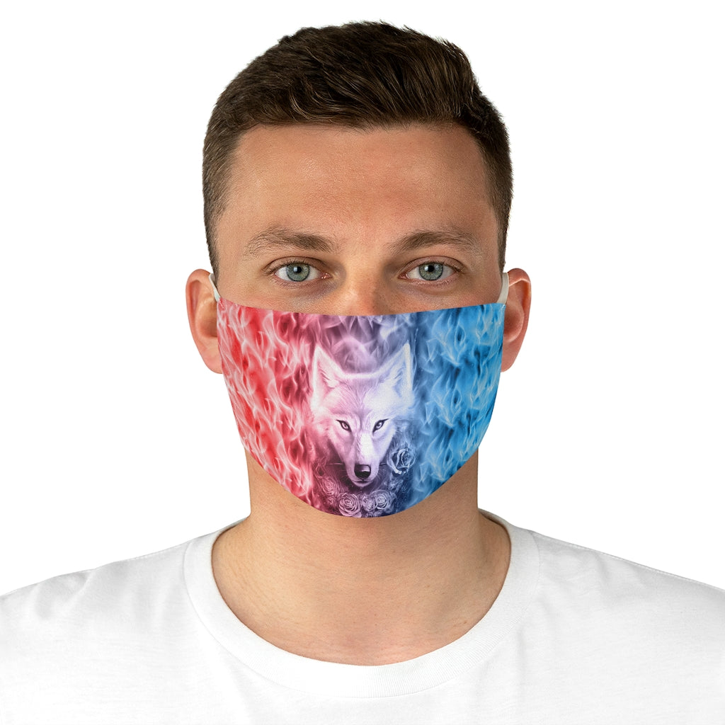 Wolf And Flower Fabric Face Mask