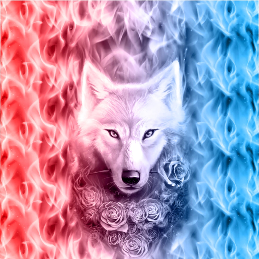 Wolf And Flower Microfiber Duvet Cover