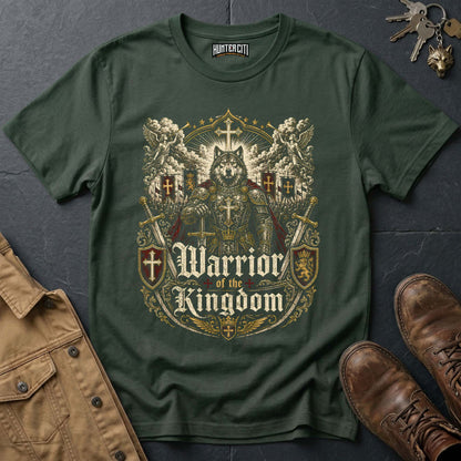 Warrior of the Kingdom Wolf T-Shirt - Christian Warrior Wolf Graphic Tee USA Bold Gift for Men