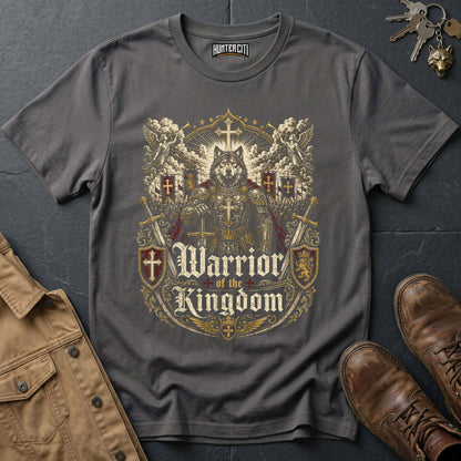 Warrior of the Kingdom Wolf T-Shirt - Christian Warrior Wolf Graphic Tee USA Bold Gift for Men