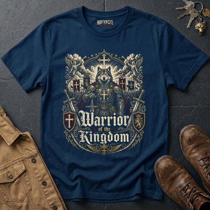 Warrior of the Kingdom Wolf T-Shirt - Christian Warrior Wolf Graphic Tee USA Bold Gift for Men