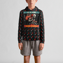 Load image into Gallery viewer, Ho Ho Howl Merry Wolfmas Youth Pullover Hoodie - Festive Design for the Holidays
