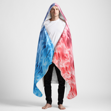 Load image into Gallery viewer, Fire and Ice Wolf with Roses Large Hooded Sherpa Blanket 60x80
