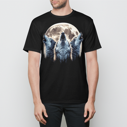 3 Wolf Moon Full Moon Howling Graphic Tee 3D Nature All-Over Print Men's T-Shirt