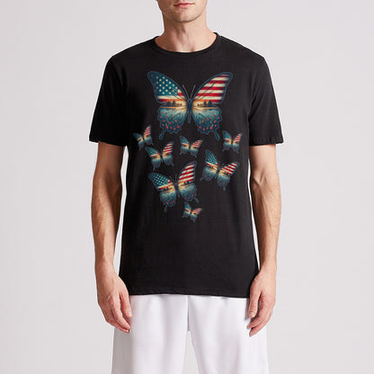 Vintage Butterfly USA Flag Mens Premium T-Shirt