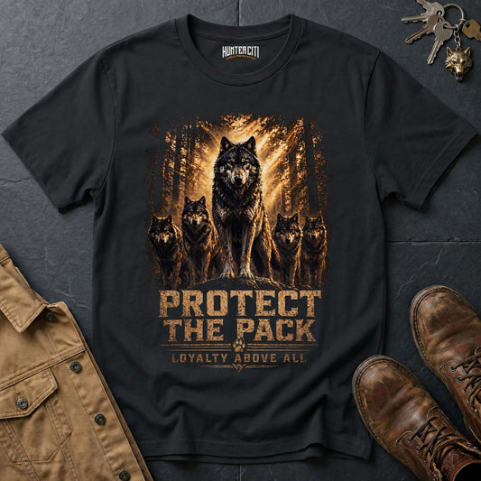 Protect the Pack T-Shirt - American Wolf Patriotic Graphic Tee Family Loyalty USA Gift for Men