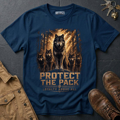Protect the Pack T-Shirt - American Wolf Patriotic Graphic Tee Family Loyalty USA Gift for Men