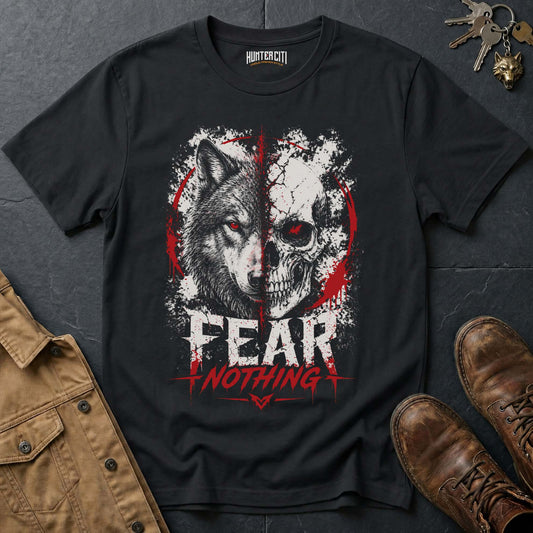 Fear Nothing American Wolf T-Shirt - Patriotic Wolf Vintage Graphic Tee Bold USA Statement Gift for Men
