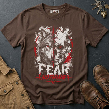 Fear Nothing American Wolf T-Shirt - Patriotic Wolf Vintage Graphic Tee Bold USA Statement Gift for Men