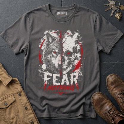 Fear Nothing American Wolf T-Shirt - Patriotic Wolf Vintage Graphic Tee Bold USA Statement Gift for Men