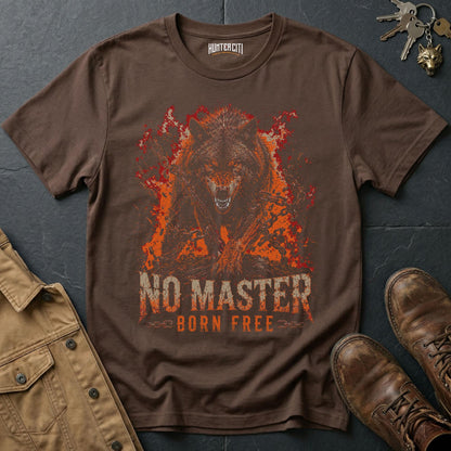 No Master Born Free Wolf T-Shirt — Dark Freedom Graphic Tee