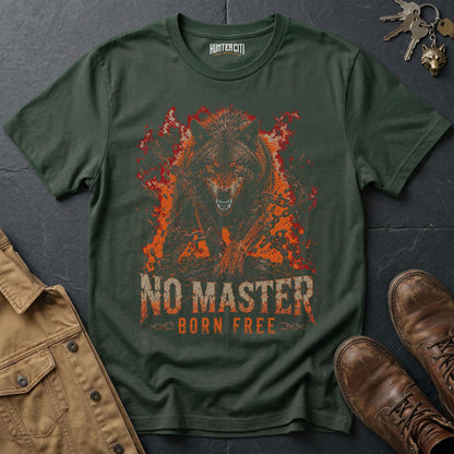 No Master Born Free Wolf T-Shirt — Dark Freedom Graphic Tee