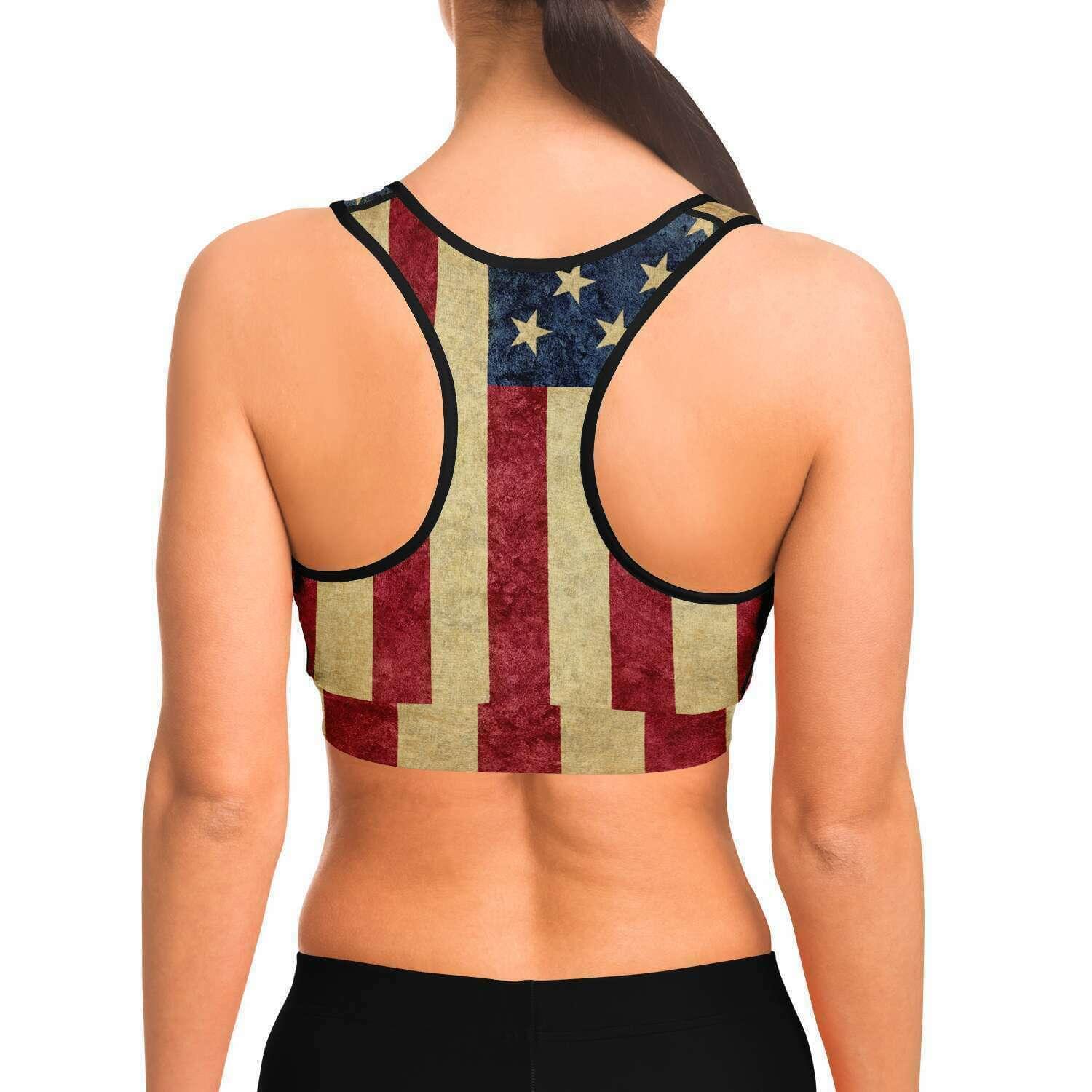 USA flag Sports Bra  Sports bra, Bra, Sportswear women