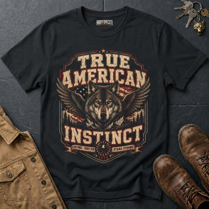 True American Instinct 1776 Wolf T-Shirt - Patriotic Heritage Tee
