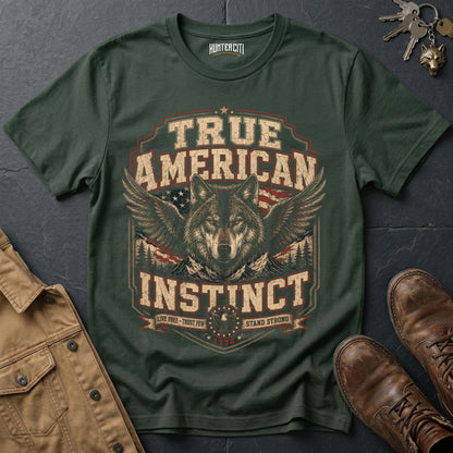 True American Instinct 1776 Wolf T-Shirt - Patriotic Heritage Tee
