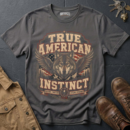 True American Instinct 1776 Wolf T-Shirt - Patriotic Heritage Tee
