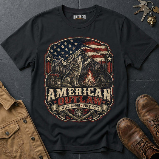 American Outlaw Wild Blood Free Soul Wolf T-Shirt - Rebel Graphic Tee