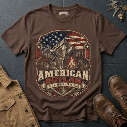American Outlaw Wild Blood Free Soul Wolf T-Shirt - Rebel Graphic Tee