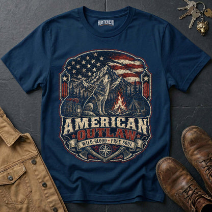 American Outlaw Wild Blood Free Soul Wolf T-Shirt - Rebel Graphic Tee