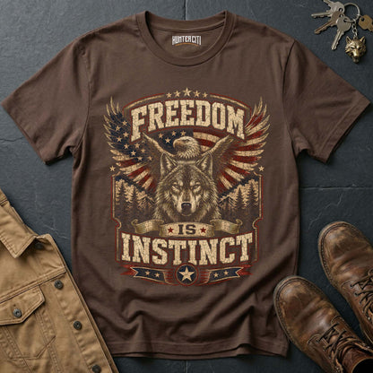 Freedom Is Instinct Wolf T-Shirt — Patriotic American Graphic Tee