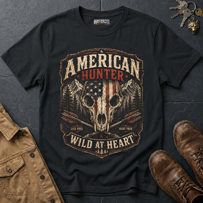 American Hunter Wild At Heart Wolf T-Shirt — Live Free Hunt True Graphic Tee