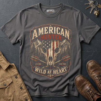 American Hunter Wild At Heart Wolf T-Shirt — Live Free Hunt True Graphic Tee
