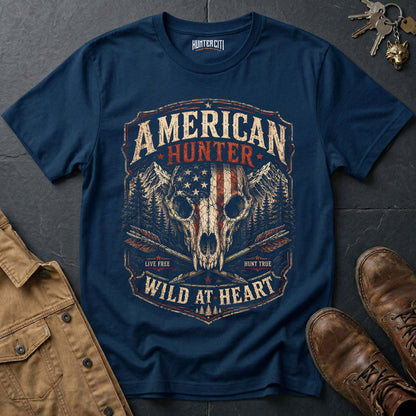 American Hunter Wild At Heart Wolf T-Shirt — Live Free Hunt True Graphic Tee