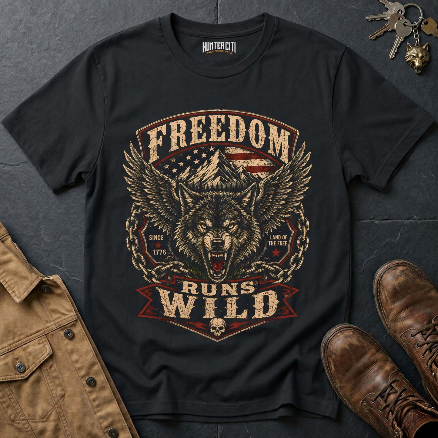 American Hunter Wild At Heart Wolf T-Shirt — Live Free Hunt True Graphic Tee (Copy)