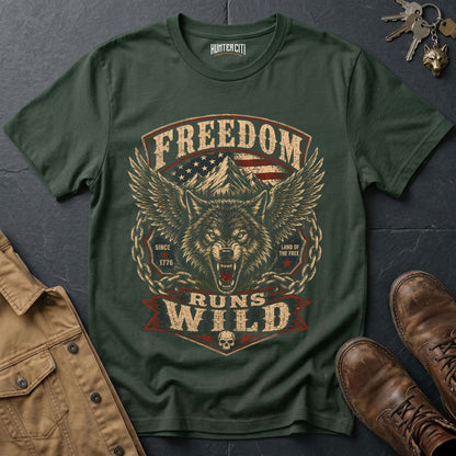 American Hunter Wild At Heart Wolf T-Shirt — Live Free Hunt True Graphic Tee (Copy)