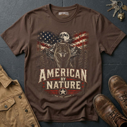 American by Nature Wild Free Unbroken Wolf Graphic Tee – Patriotic American T-Shirt