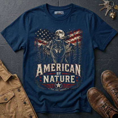 American by Nature Wild Free Unbroken Wolf Graphic Tee – Patriotic American T-Shirt