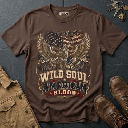 Wild Soul American Blood Wolf Graphic Tee – Patriotic American T-Shirt