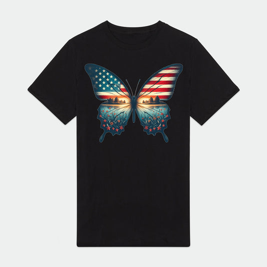Vintage Butterfly American Flag Mens Premium T-Shirt
