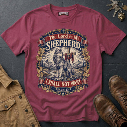 The Lord Is My Shepherd I Shall Not Want Wolf T-Shirt - Psalm 23:1 Christian Graphic Tee