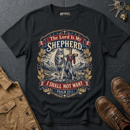 The Lord Is My Shepherd I Shall Not Want Wolf T-Shirt - Psalm 23:1 Christian Graphic Tee