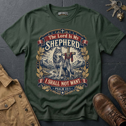 The Lord Is My Shepherd I Shall Not Want Wolf T-Shirt - Psalm 23:1 Christian Graphic Tee