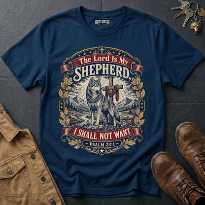 The Lord Is My Shepherd I Shall Not Want Wolf T-Shirt - Psalm 23:1 Christian Graphic Tee