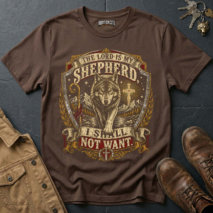 The Lord Is My Shepherd I Shall Not Want Wilderness Wolf T-Shirt - Psalm 23 Tee