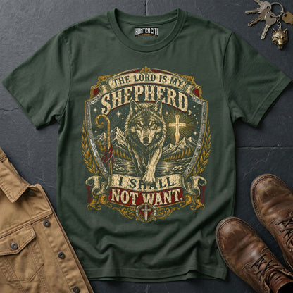 The Lord Is My Shepherd I Shall Not Want Wilderness Wolf T-Shirt - Psalm 23 Tee