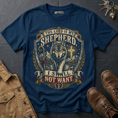 The Lord Is My Shepherd I Shall Not Want Wilderness Wolf T-Shirt - Psalm 23 Tee