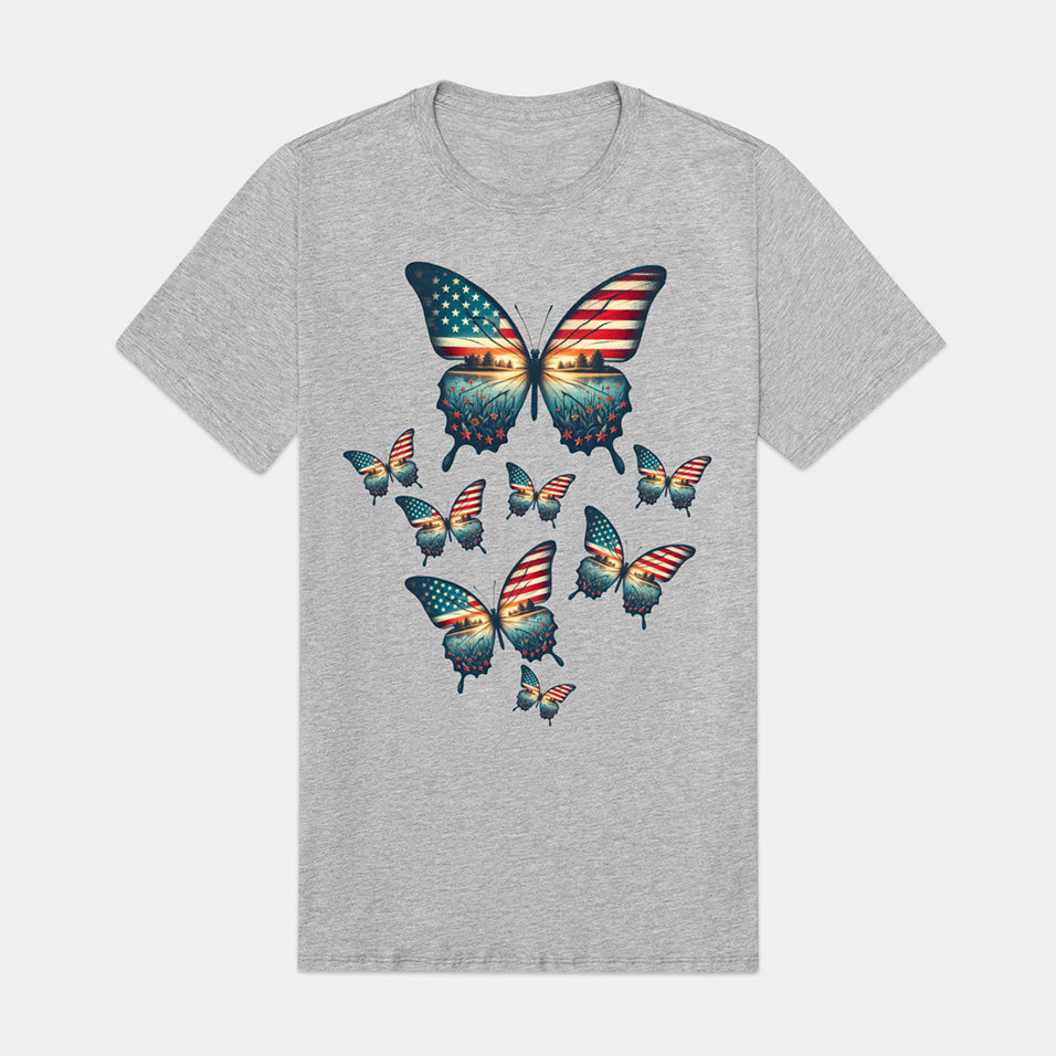 Vintage Butterfly USA Flag Mens Premium T-Shirt