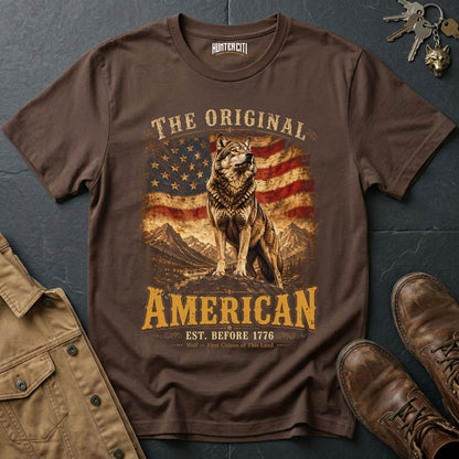 The Original American Wolf T-Shirt Est Before 1776 Patriotic Heritage Wolf Graphic Tee USA Gift for Men Women